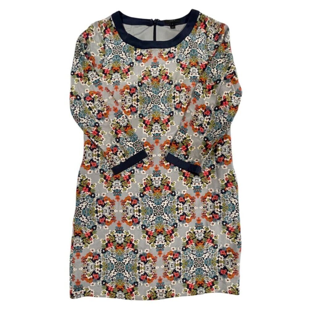 J.Crew Misty Fog Floral Silk Lined Shift Dress with Pockets Size 2 - Picture 3 of 11